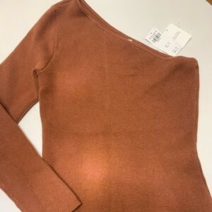 NWT Abercrombie & Fitch One Shoulder Brown Mini Sweater Dress Bodycon sz M sexy!